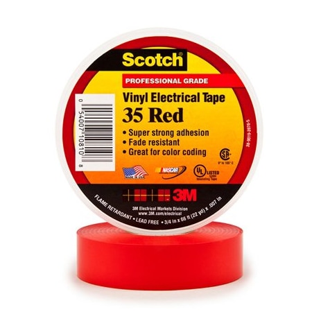 3M 3/4'' x 66' Red 3M 35 Electrical Tape, 100PK BUY00012387